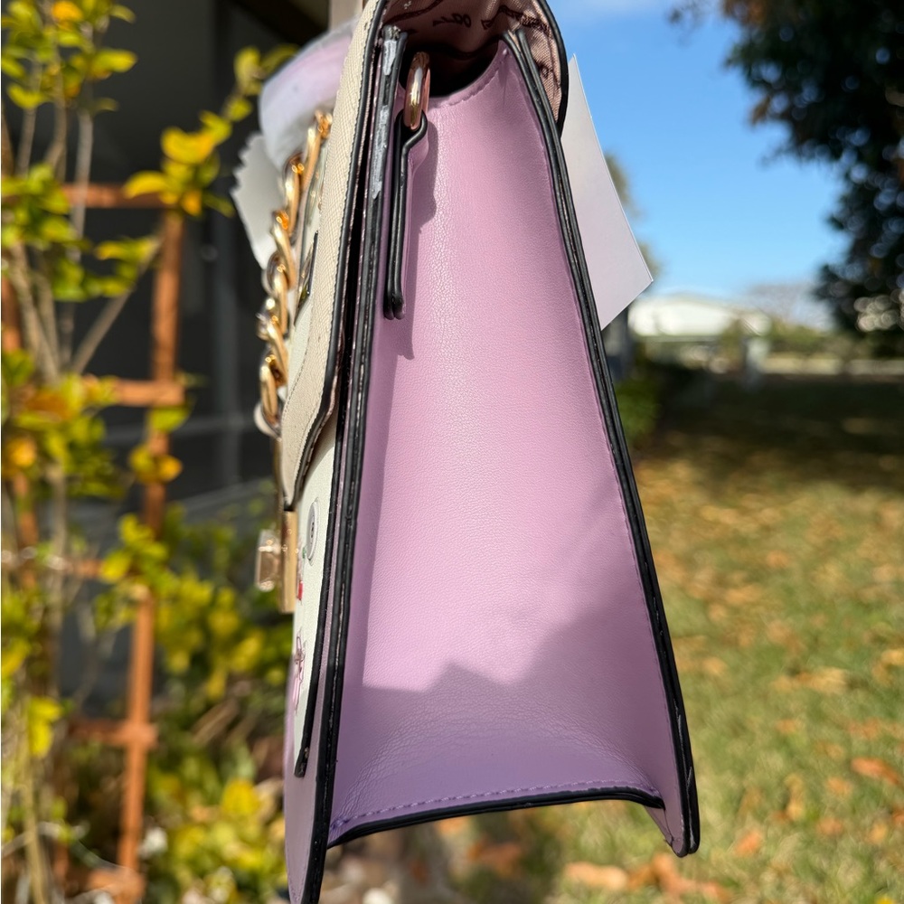 ALDO Cream and Purple Satchel with Gold Accents - Picture 4 of 15